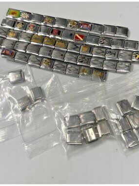 Italian Charm Bracelet Lot Stainless Steel Links Mixed Charms Disney Florals